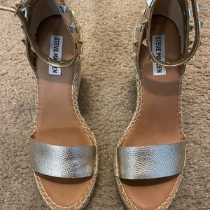 Steve Madden Kaye Faux Leather Espadrilles - Gold